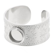 Bague large travaillée réglable T.51 à T.58 - cabochon 6 mm - Acier inox 316L|raw }}