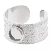 Bague large travaillée réglable T.51 à T.58 - cabochon 6 mm - Acier inox 316L