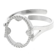 Bague ovale réglable - motif demi soleil - cabochon plat 10x8 mm - Acier inox 316L|raw }}