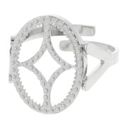 Bague ovale réglable - motif design - cabochon plat 14x10 mm - Acier inox 316L