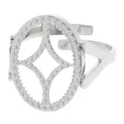 Bague ovale réglable - motif design - cabochon plat 14x10 mm - Acier inox 316L