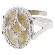 Bague ovale réglable - motif design - cabochon plat 14x10 mm - Acier inox 316L