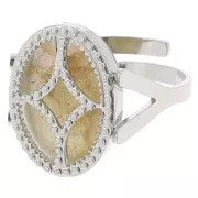 Bague ovale réglable - motif design - cabochon plat 14x10 mm - Acier inox 316L