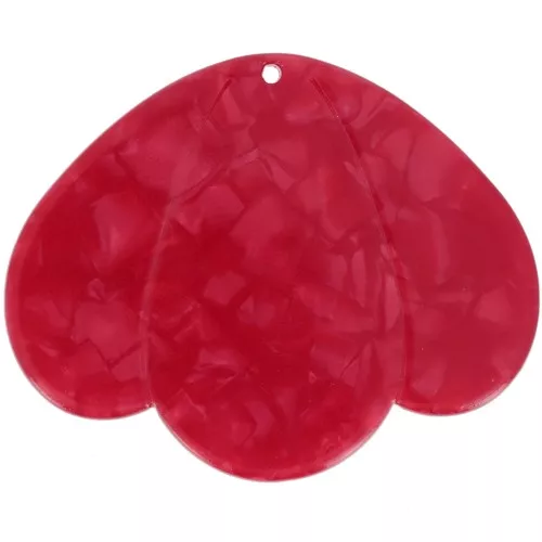 Pendentif 3 pétales 36x45 mm en acétate - Rouge nacré x1