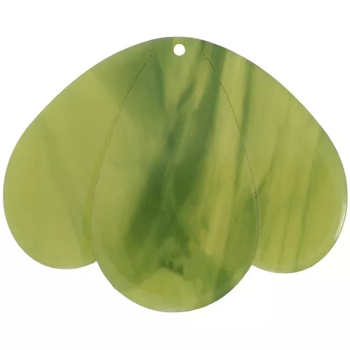 Pendentif 3 pétales 36x45 mm en acétate transparent - Marbré Olive x1