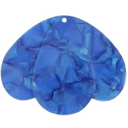 Pendentif 3 pétales 36x45 mm en acétate transparent - Bleu roi nacré x1|raw }}