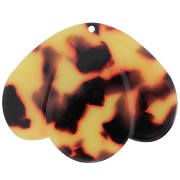 Pendentif 3 pétales 36x45 mm en acétate - Ecaille de tortue - Marron - Noir x1|raw }}