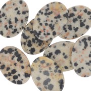 Cabochon plat ovale 18x13 mm imitation pierre gemme - Jaspe Dalmatien x1