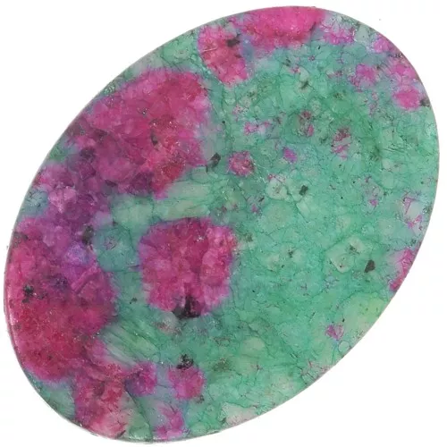 Cabochon plat ovale 18x13 mm imitation pierre gemme - Rubis zoisite x1