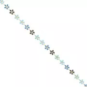 Chaîne maille fantaisie fleurs 6 mm Résine époxy - Bleu - Noir - Doré x 50cm