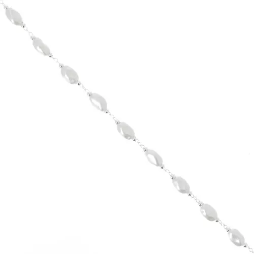 Chaîne perlée 5 mm - imitations perles d'eau douce irrégulières - Argenté x50cm