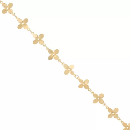 Chaîne maille fantaisie fleurs - 11 mm - Doré x 50cm