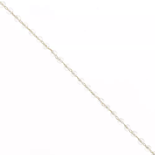 Chaîne perlée de perles facettées en verre - 4 mm - Doré - Crystal x 50cm