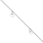 Chaîne maille forçat 1.3mm avec pampilles oxydes de zirconium 4mm - Argenté x 50cm