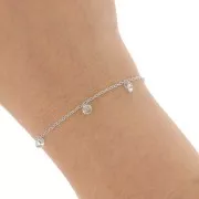 Chaîne maille forçat 1.3mm avec pampilles oxydes de zirconium 4mm - Argenté x 50cm