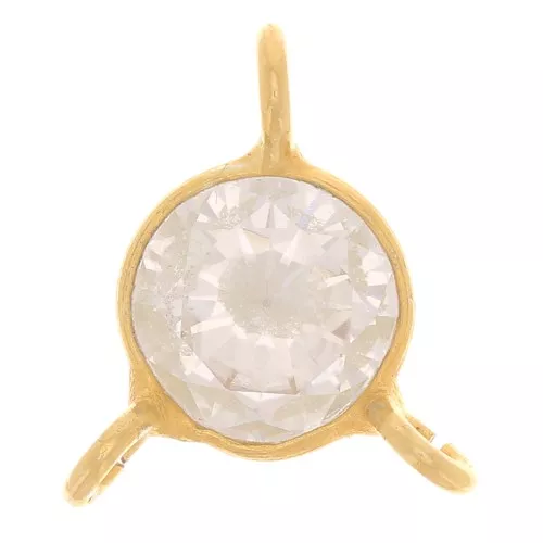 Intercalaire rond 3 anneaux avec oxyde de Zirconium 6 mm Doré Or fin - Crystal x1