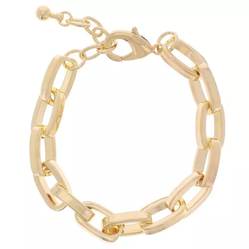 Bracelet grosse maille rectangulaire 9.5 mm - Doré à l'or fin x 18cm