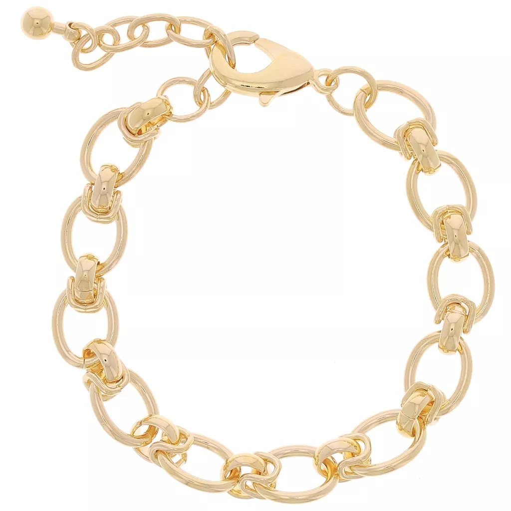 Bracelet Gourmette Grande Maille Fantaisie Couleur Argent - Léger Et Neuf