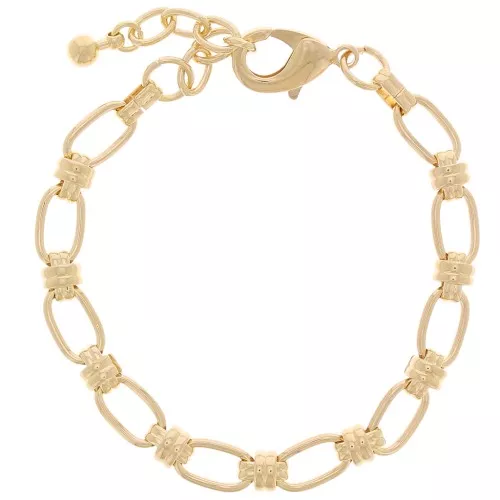 Bracelet grosse maille fantaisie 7.5 mm - Doré à l'or fin x 19cm