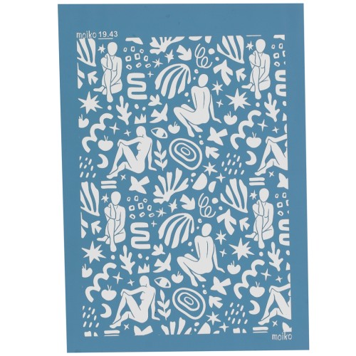 Silk Screen Moiko pour Pâte polymère 74x105 mm - Motif Silhouettes 19.43 x1