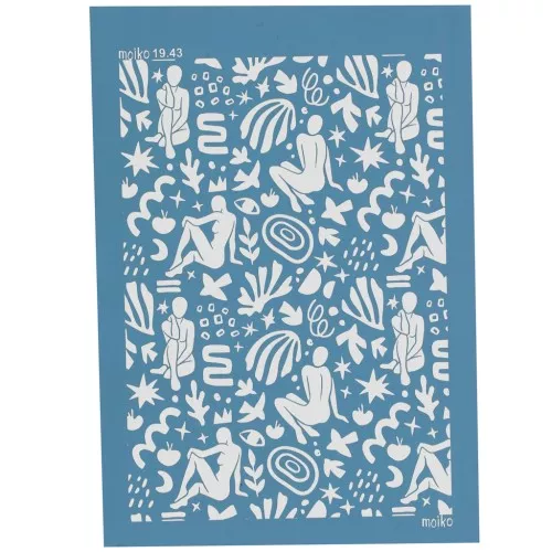 Silk Screen Moiko pour Pâte polymère 74x105 mm - Motif Silhouettes 19.43 x1