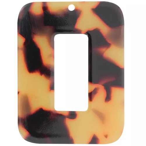 Pendentif rectangle évidé 40x30 mm en acétate - Ecaille de tortue - Marron - Noir
