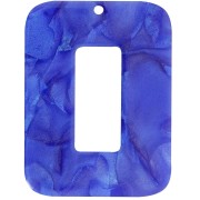 Pendentif rectangle évidé en acétate transparent 40x30 mm - Bleu roi nacré x1|raw }}