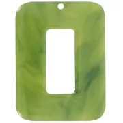 Pendentif rectangle évidé en acétate transparent 40x30 mm - Marbré Olive x1