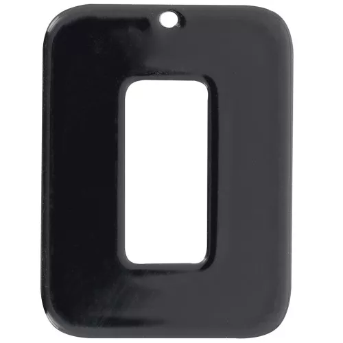 Pendentif rectangle évidé en acétate opaque 40x30 mm - Noir x1