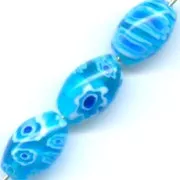 Olives Millefiori 12x8 mm turquoise x5