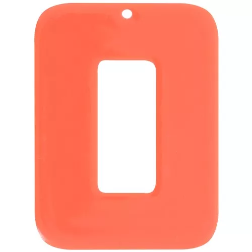Pendentif rectangle évidé en acétate opaque 40x30 mm - Terracotta x1