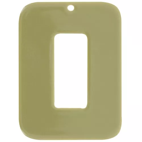 Pendentif rectangle évidé en acétate opaque 40x30 mm - Olive x1