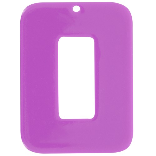 Pendentif rectangle évidé en acétate opaque 40x30 mm - Magenta x1