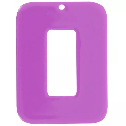 Pendentif rectangle évidé en acétate opaque 40x30 mm - Magenta x1
