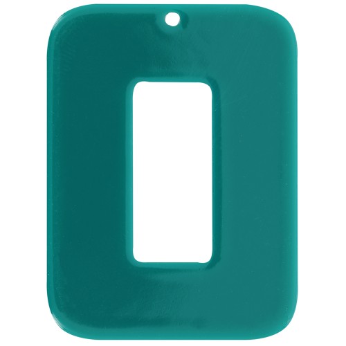 Pendentif rectangle évidé en acétate opaque 40x30 mm - Vert bouteille x1