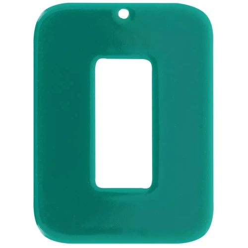 Pendentif rectangle évidé en acétate opaque 40x30 mm - Vert bouteille x1