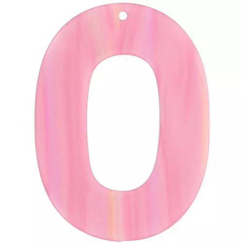 Pendentif ovale évidé 47x34 mm en acetate opaque - Rayé Multi-rose nacré x1