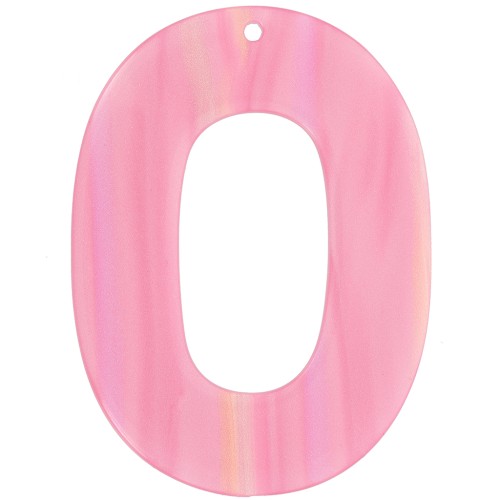 Pendentif ovale évidé en acetate opaque 47x34 mm - Rayé Multi-rose nacré x1