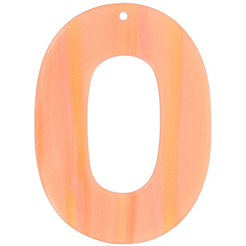 Pendentif ovale évidé en acetate opaque 47x34 mm - Rayé Multi-orange nacré x1