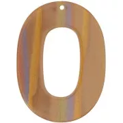 Pendentif ovale évidé 47x34 mm en acetate opaque - Rayé Multi-marron nacré x1