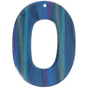 Pendentif ovale évidé en acetate opaque 47x34 mm - Rayé Multi-bleu nacré x1