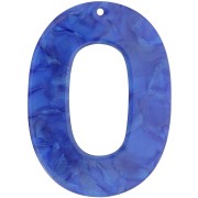 Pendentif ovale évidé en acetate opaque 47x34 mm - Bleu roi nacré x1|raw }}