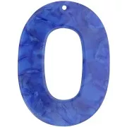 Bleu - Pendentif ovale évidé en acetate opaque 47x34 mm - Bleu roi nacré x1 Pendentif ovale évidé en acetate opaque 47x34 mm - Bleu roi nacré x1