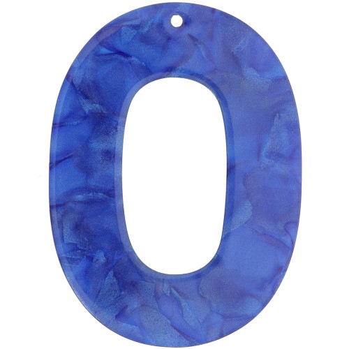 Pendentif ovale évidé en acetate opaque 47x34 mm - Bleu roi nacré x1