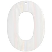 Pendentif ovale évidé en acetate opaque 47x34 mm - Rayé Multi-Blanc nacré x1|raw }}