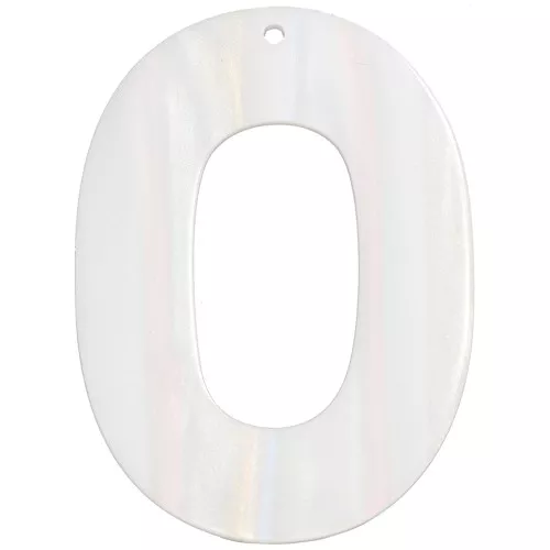 Pendentif ovale évidé 47x34 mm en acetate opaque - Rayé Multi-Blanc nacré x1