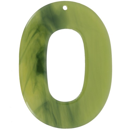 Pendentif ovale évidé en acetate transparent 47x34 mm - Marbré Olive x1