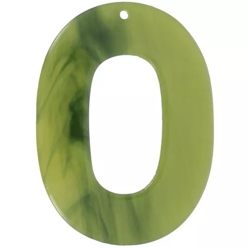 Pendentif ovale évidé en acetate transparent 47x34 mm - Marbré Olive x1