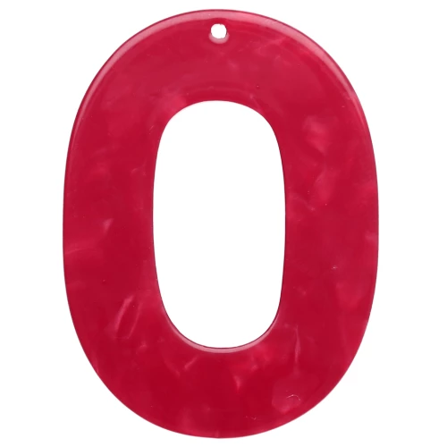Pendentif ovale évidé 47x34 mm en acetate transparent - Rouge x1