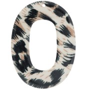 Pendentif ovale évidé en acetate transparent 47x34 mm - Léopard Noir - Marron x1